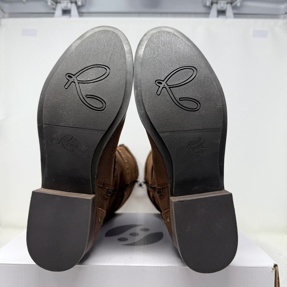 Reba Women’s Brown Studded Knee High Riding Boots Size 9 - Picture 9 of 16